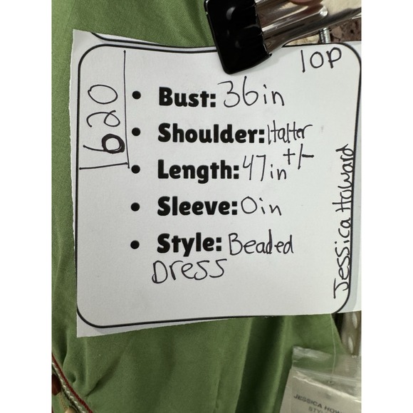 Jessica Howard Green Beaded Halter Dress Women Size 10 P Boho, Unique NWT - Picture 16 of 16